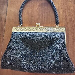 Elegant Black Beaded Handbag